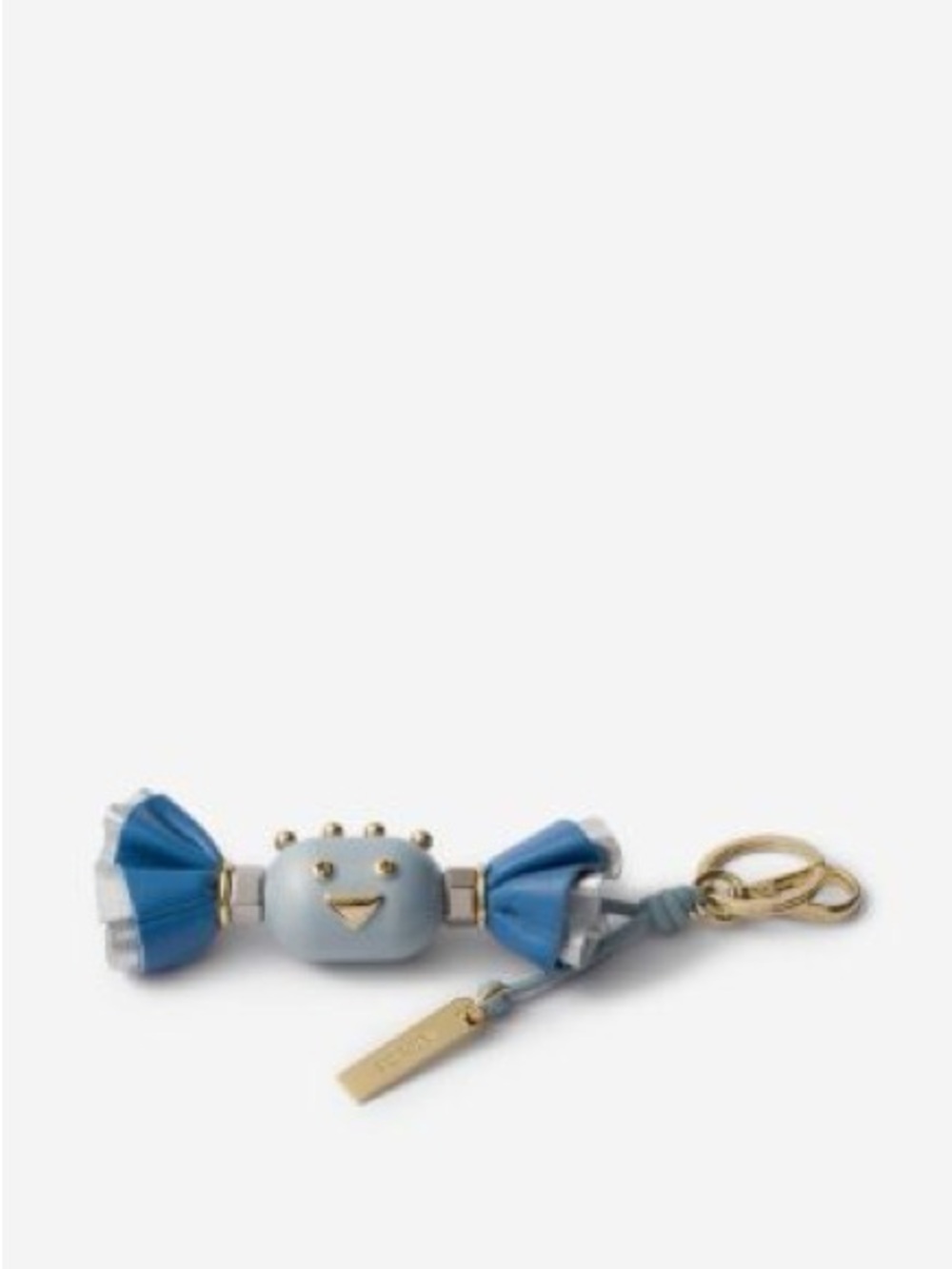 Prada Kids Light Blue Leather Charm Keychain with Gold Accents - Picture 2 of 6